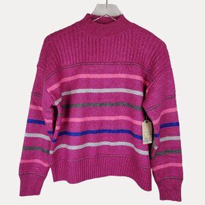 St. John's Bay Pink Striped Mock Neck Sweater